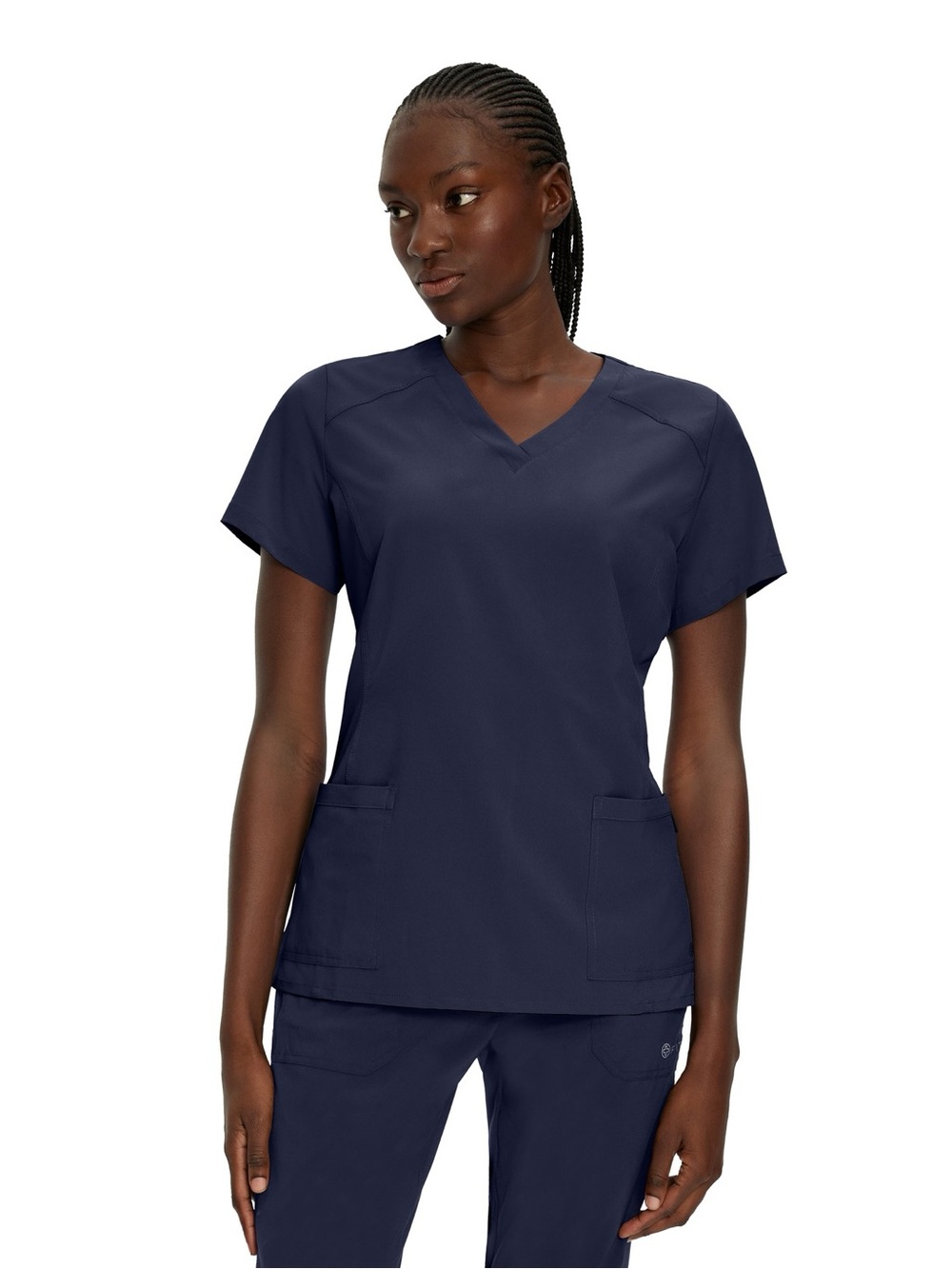 Navy FIT White Cross V-Neck Women's Scrub Top
